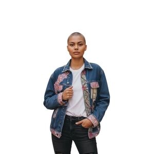 WRANGLER Vintage 80s Hand Embellished Denim Unisex Inspirational Jacket, Size XL